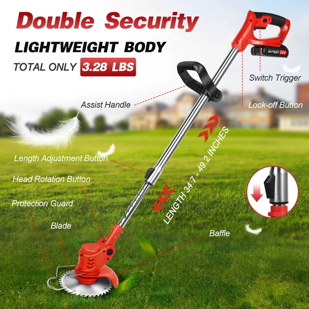 Cordless Electric Grass Trimmer with Wheels B1950