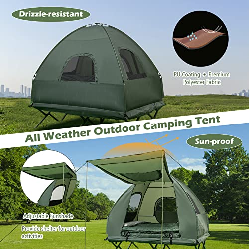 Tent Cot with Air Mattress, 2 Sleeping Bags, Carry Bag & Foot Pump H95956