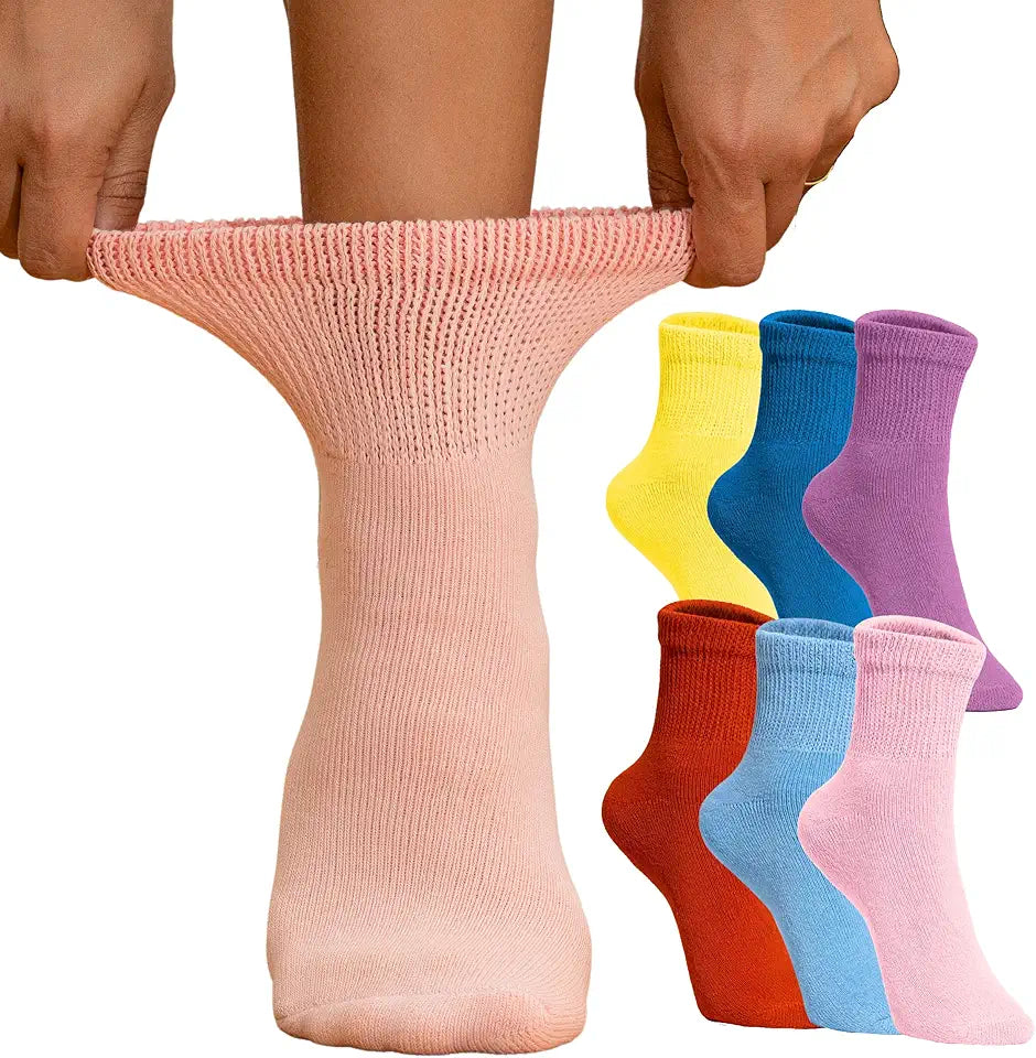 6 Pairs Non-Binding Moisture-Wicking Cotton Ankle Socks O5863