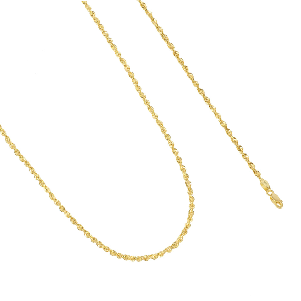 14k Yellow Gold 2.5mm Rope Chain Necklace L193854
