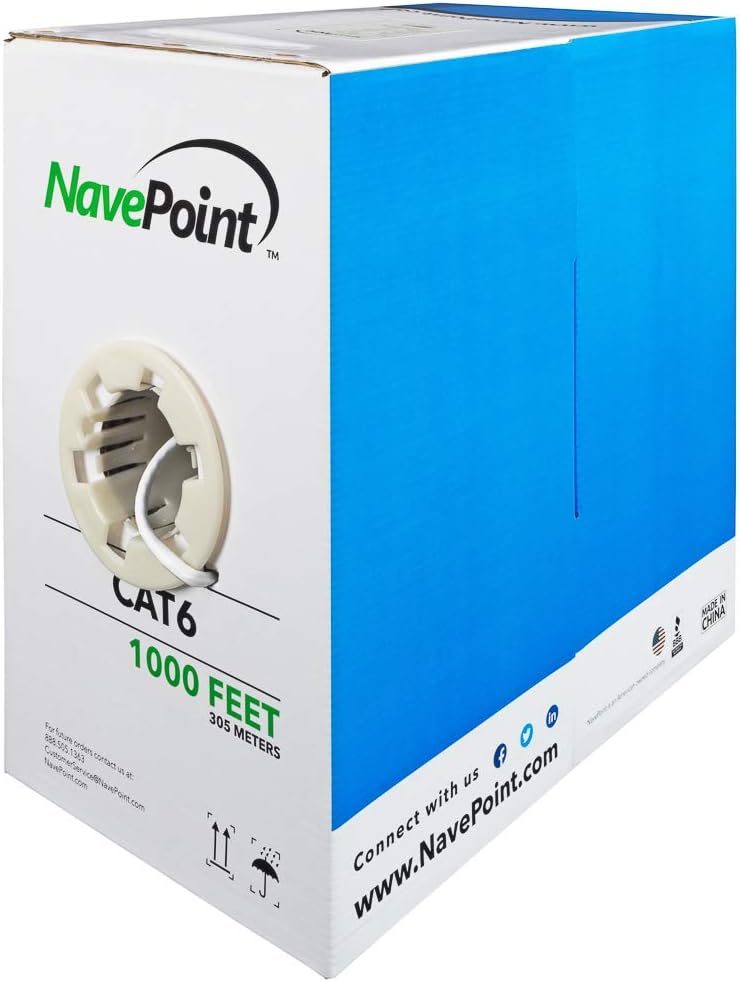 Cat6 White Solid Bulk Ethernet Cable 1000ft 23AWG 4 Pair UTP K805