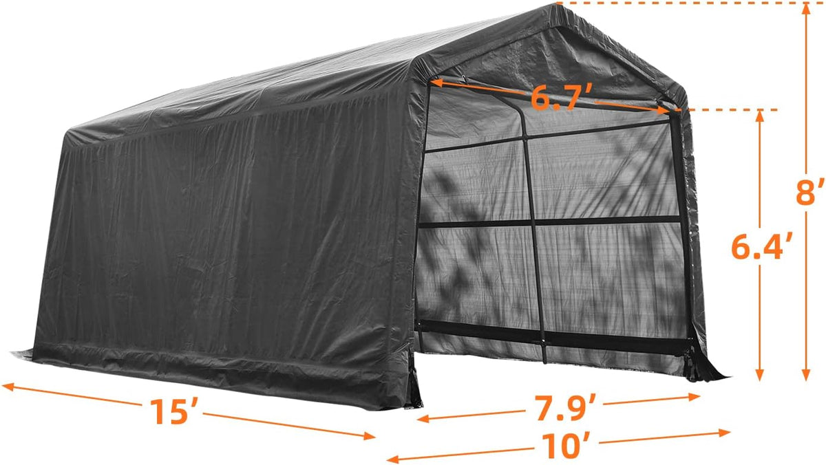 10x15ft Heavy Duty Carport Canopy with Sidewalls Portable Shed I652