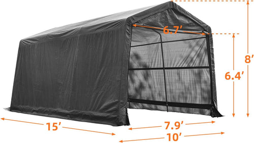 10x15ft Heavy Duty Carport Canopy with Sidewalls Portable Shed I652