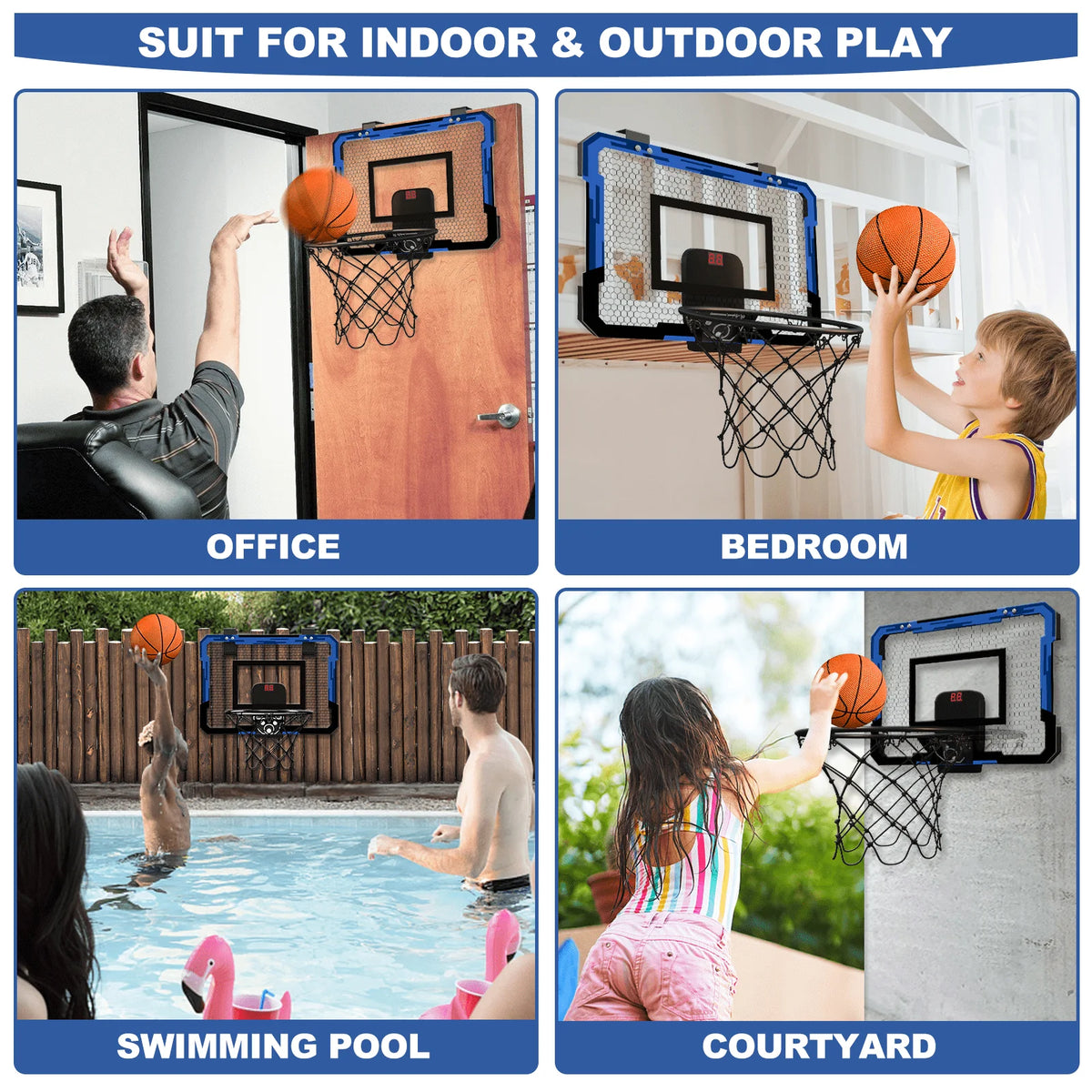 Mini Basketball Hoop with Electronic Scorer and Breakaway Rim W9926
