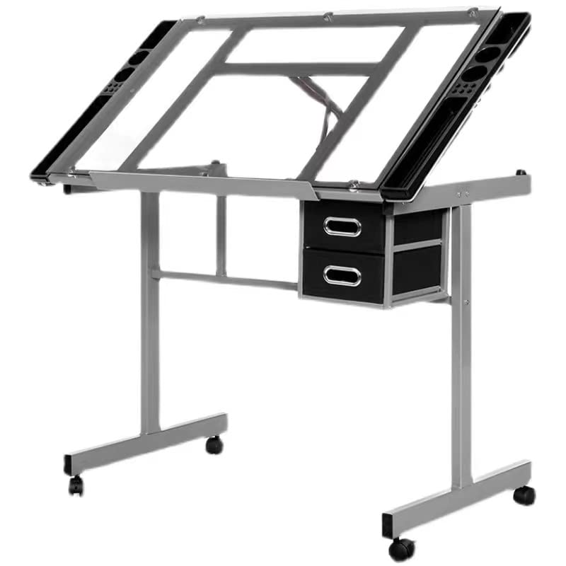 Silver Adjustable Glass Drafting Table E156526