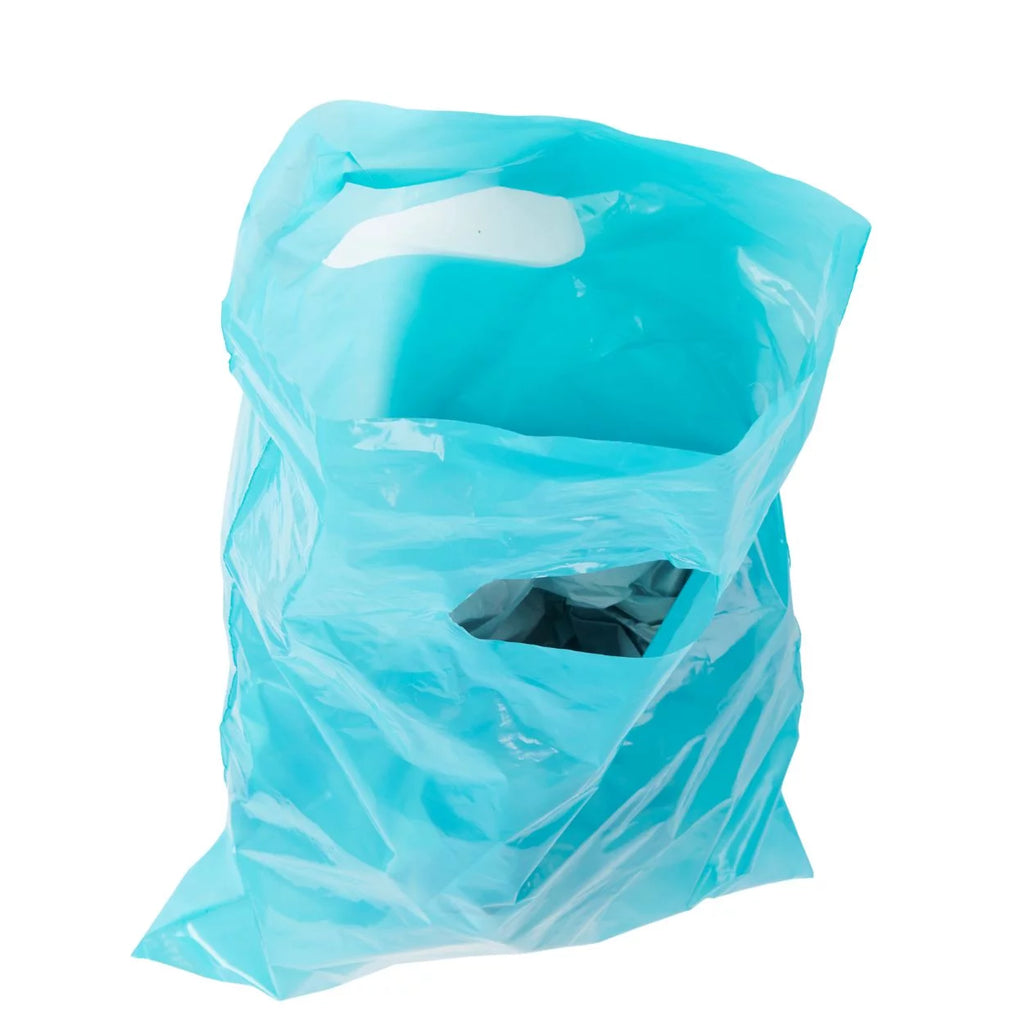 Teal Blue Plastic Shopping Bags with Die Cut Handles Lightweight 9x12 Pack of 1,000 N33311