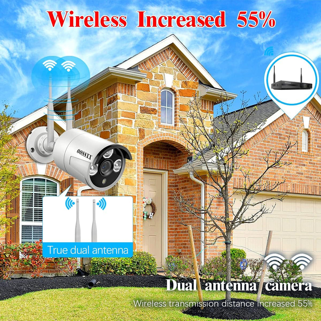 2K 3.0MP Wireless Security Camera System, 8 Channel NVR Outdoor Home Surveillance with 4TB HDD O652