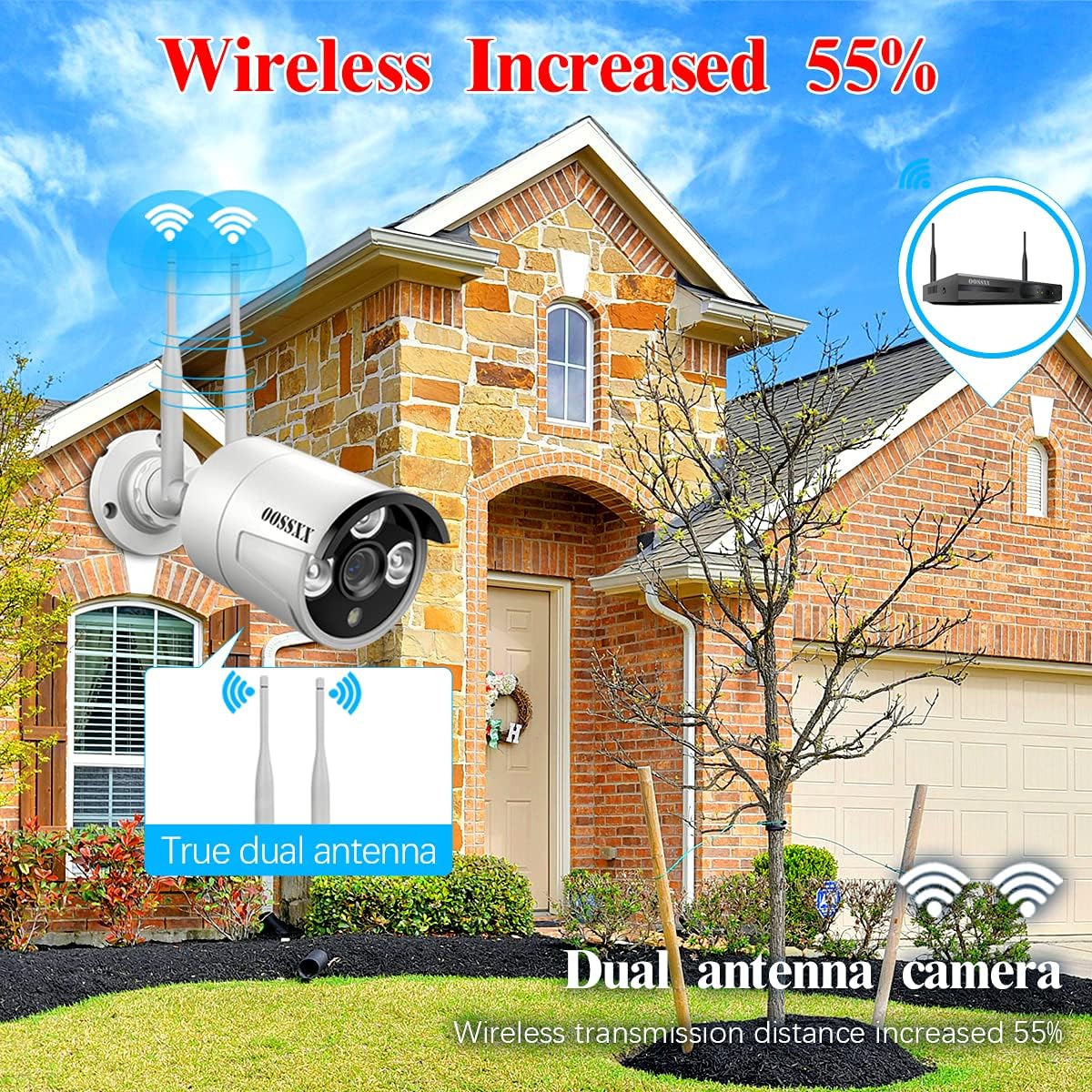 2K 3.0MP Wireless Security Camera System, 8 Channel NVR Outdoor Home Surveillance with 4TB HDD O652