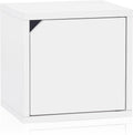 White Stackable Bookshelf Cube with Door Modular Closet Organizer and Storage U741