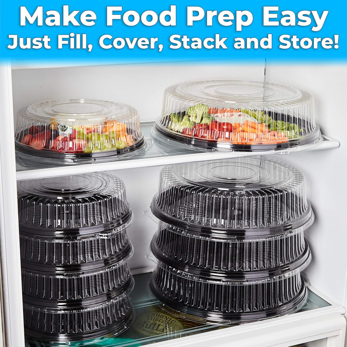 Black Plastic 16 in. Serving Tray and Lid 5pk U36558
