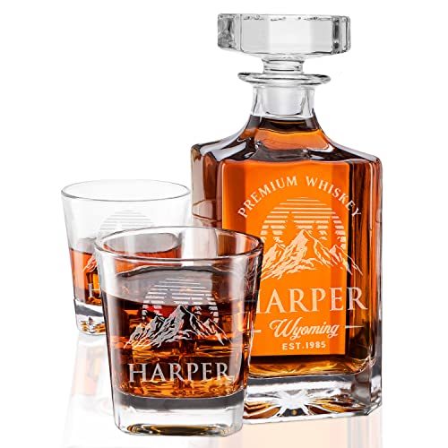 3 PC Whiskey Decanter Set with Glasses F81086