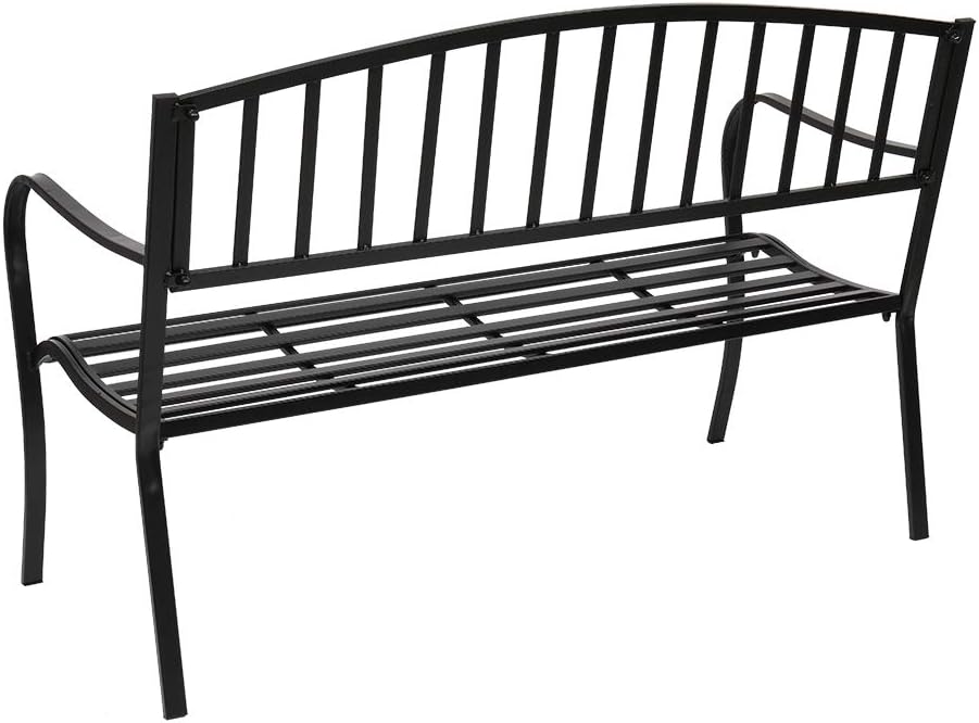 Black Metal Patio Bench E365636