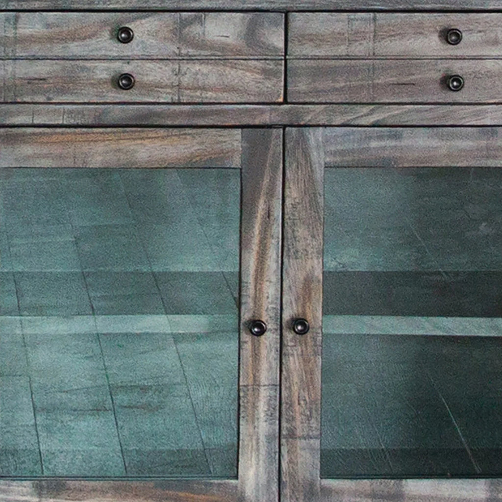 80 Inch 4 Drawer 4 Door Gray Solid Wood TV Entertainment Console K845