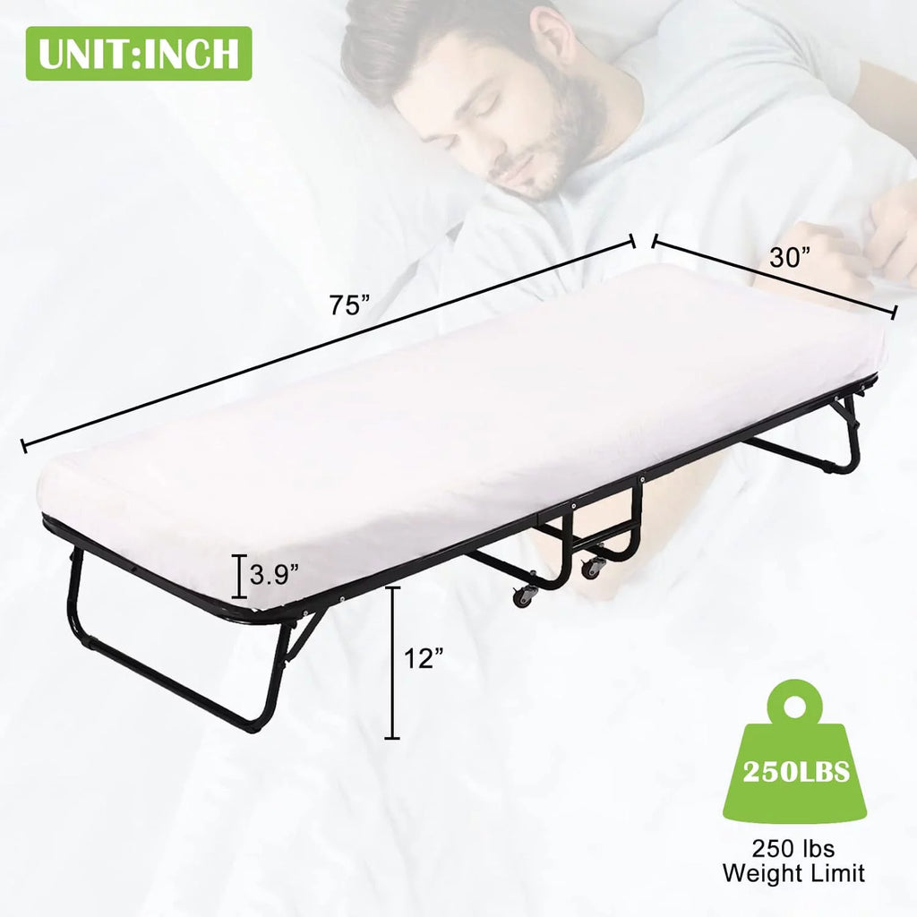 Folding Guest Bed with 4 inch Mattress Twin Size K79333