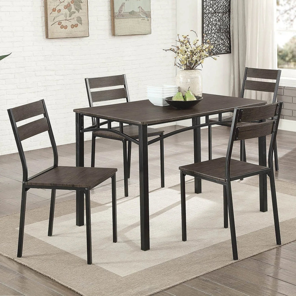 Brown Metal 5-Piece Dining Set N379325