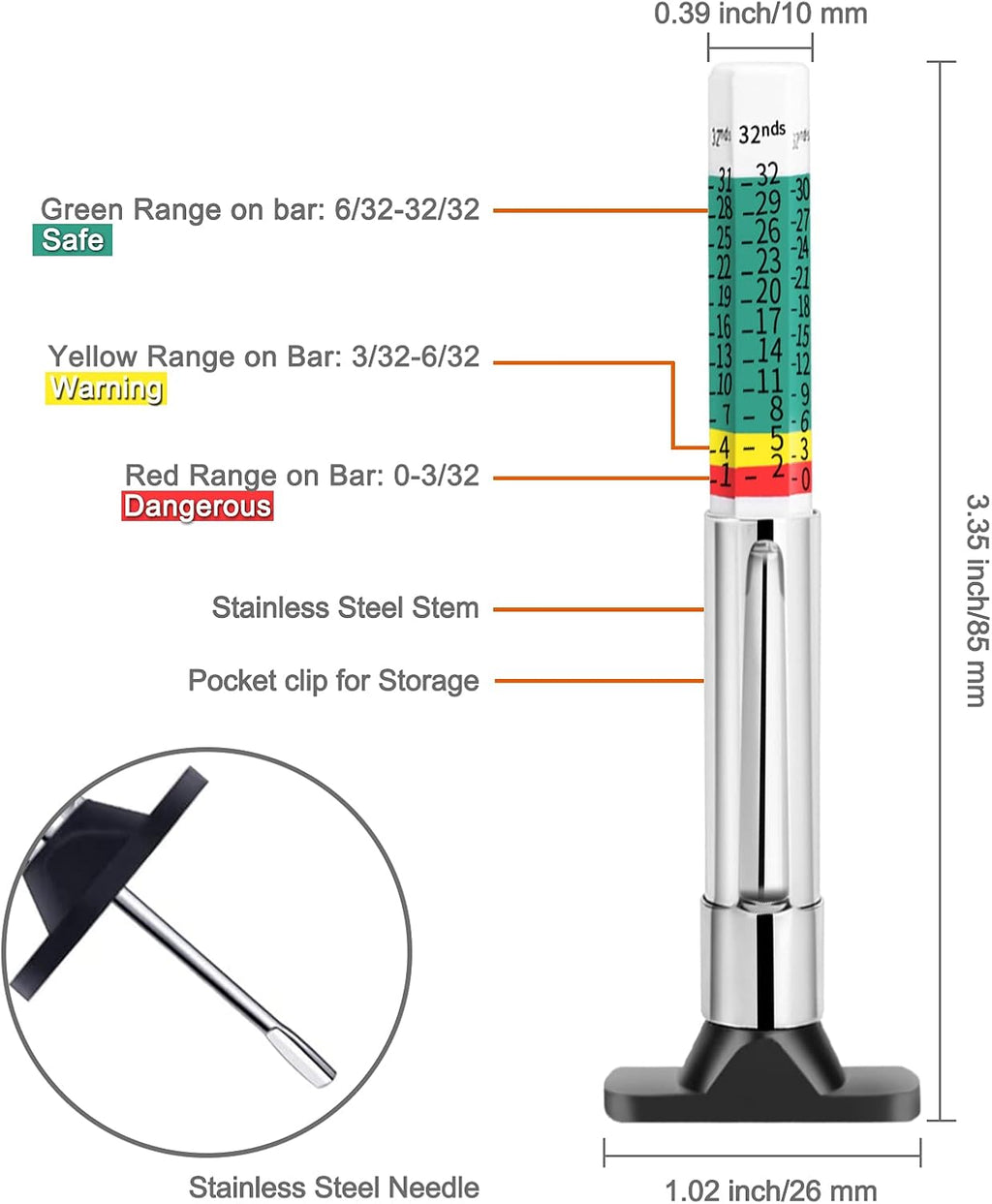 100 Pack Tire Tread Depth Gauge C918014