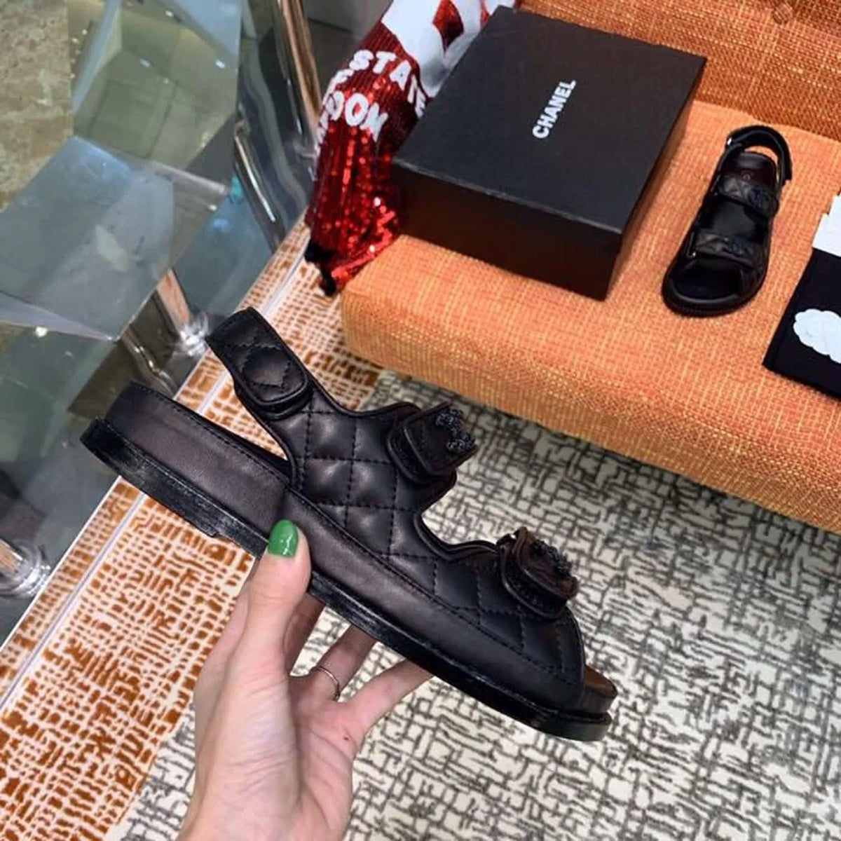 Black Velcro Sandals D37200