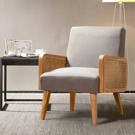 Pewter Cane Accent Arm Chair V285