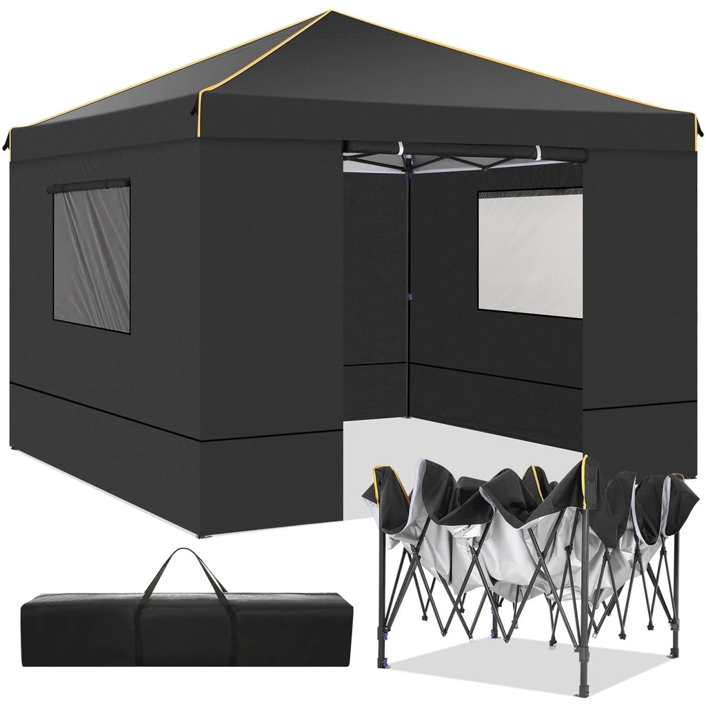 10' x 10' Pop up Canopy with 4 Removable Sidewalls and Carry Bag E181