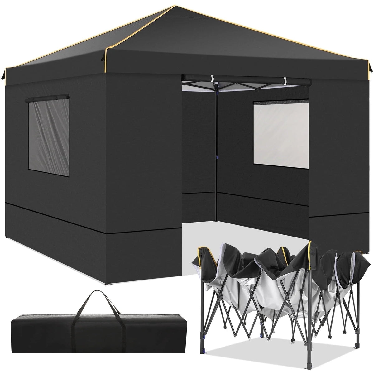 10' x 10' Pop up Canopy with 4 Removable Sidewalls and Carry Bag E181