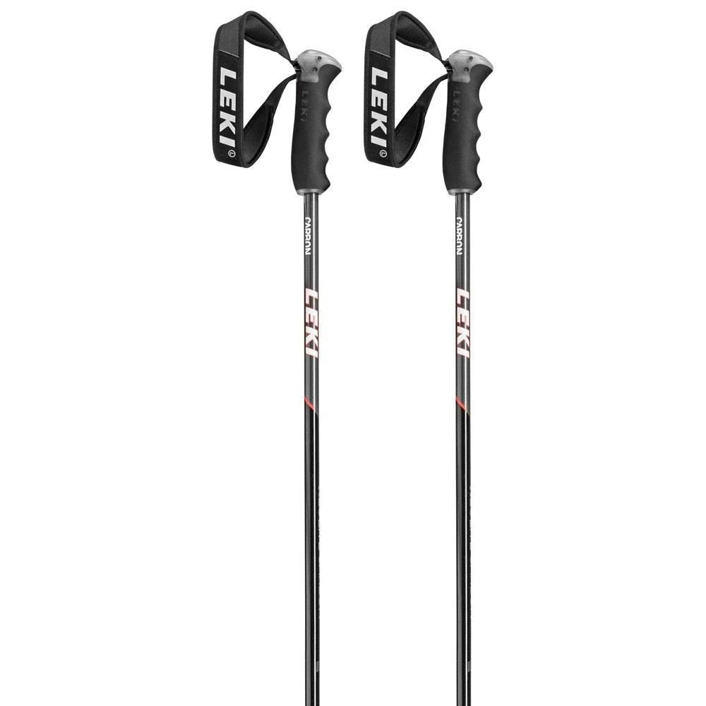 Black/White/Neon Red Carbon Ski Poles L4575