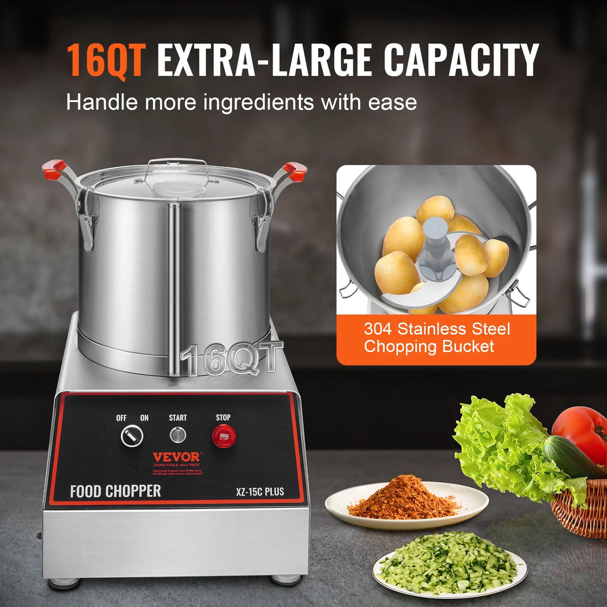 1400W 16 Quart Stainless Steel Food Processor Z30342