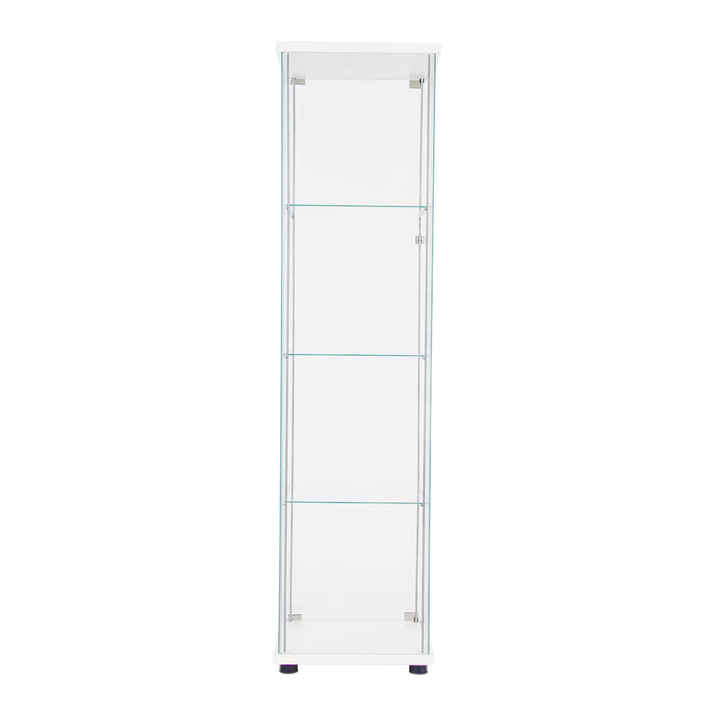White One Door Glass Display Cabinet with 4 Shelves N283