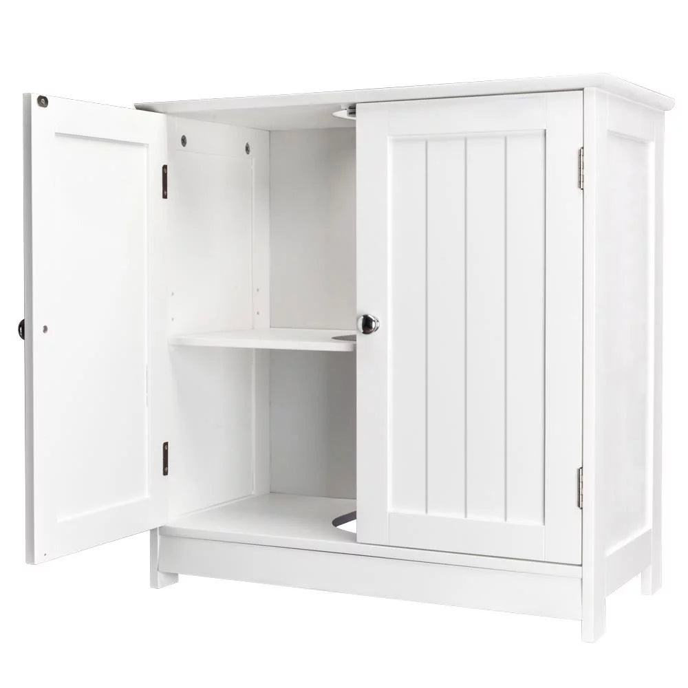 White Bathroom Vanity Cabinet with Double Doors and Adjustable Shelves N365737