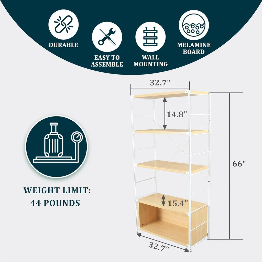 4 Shelves Bookcase with Steel Frame A504182