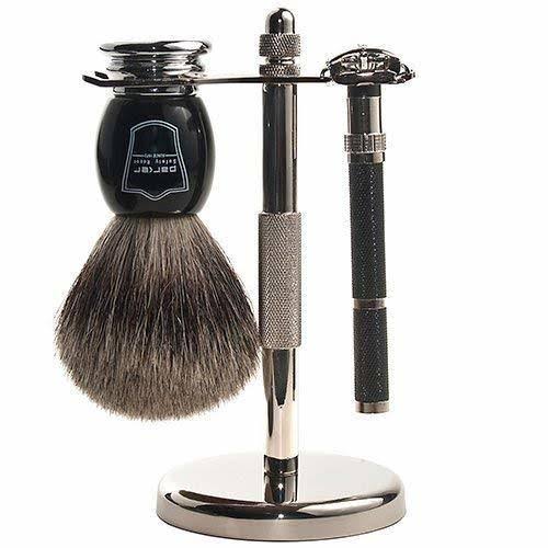 Safety Razor Shave Set with Pure Badger Brush Stand D74117