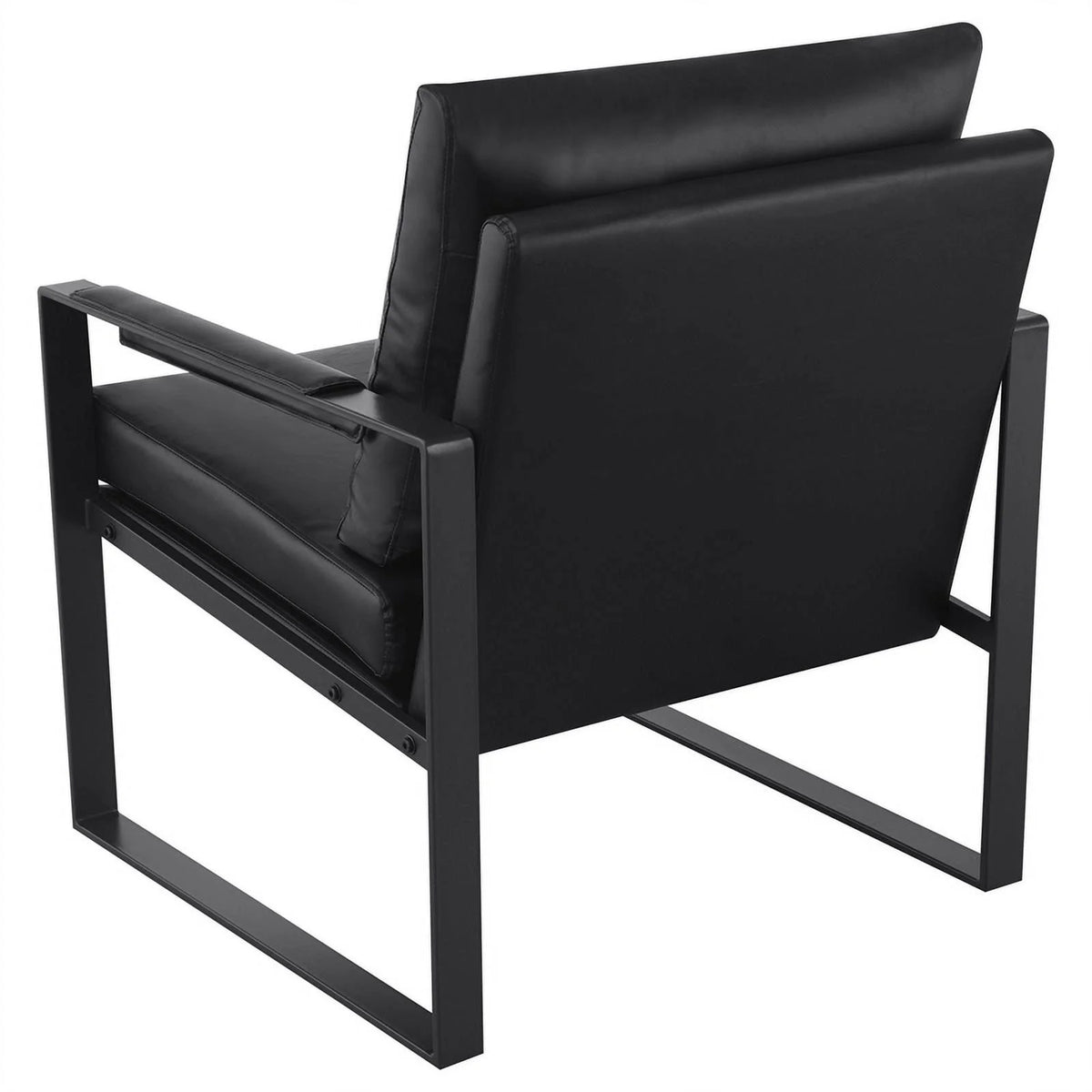 Black Faux Leather Accent Chair with Track Arms N862