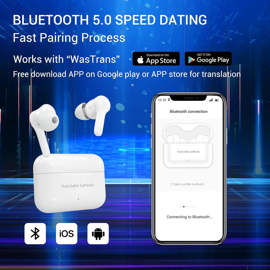 71 Language Instant Voice Translator Earbuds with Bluetooth Q310777