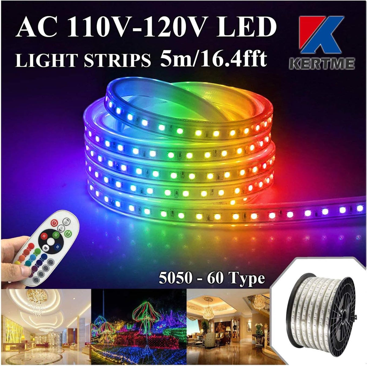 RGB LED Strip Lights with Remote (164ft/50m) V437