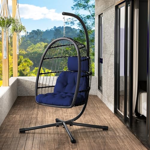 Egg Chair with Stand Rattan Wicker Hanging Swing Hammock Chair H8728