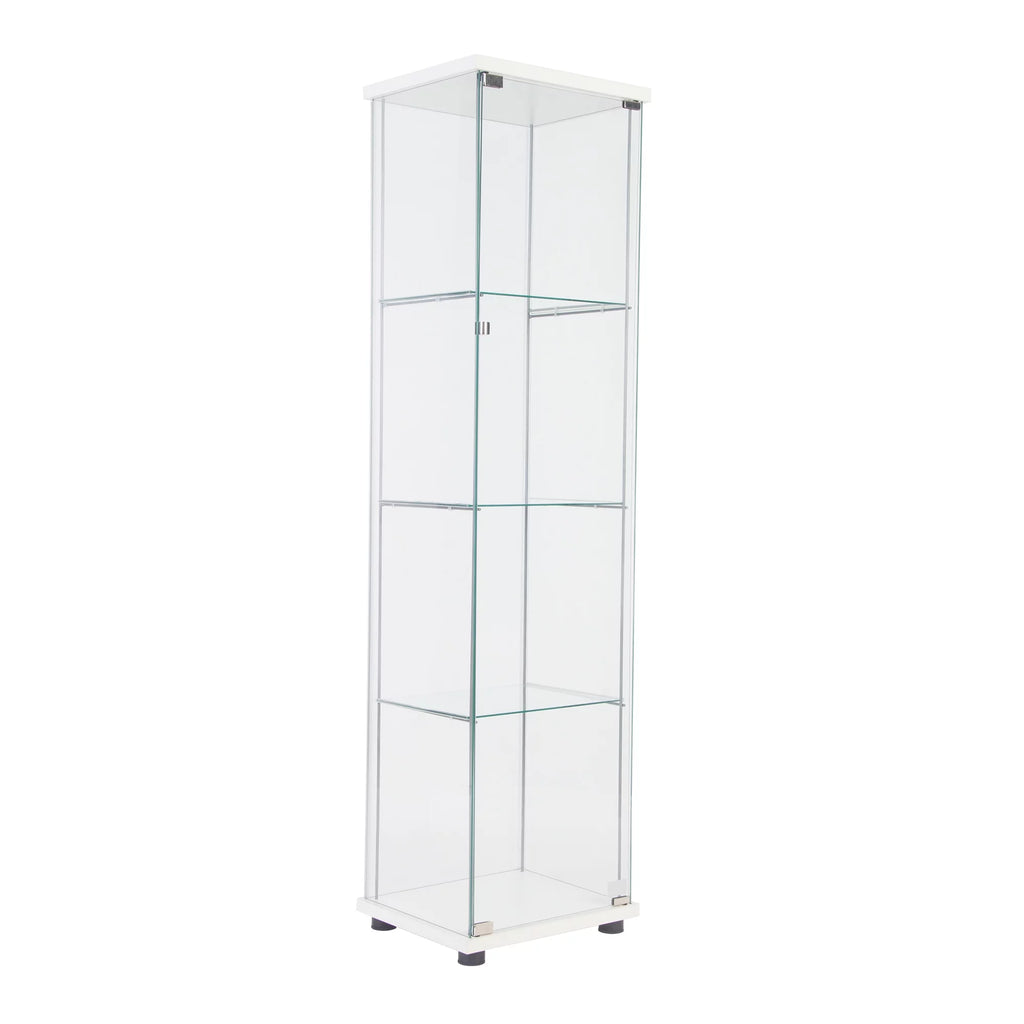 White One Door Glass Display Cabinet with 4 Shelves N283