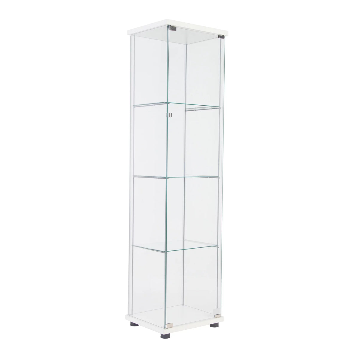 White One Door Glass Display Cabinet with 4 Shelves N283