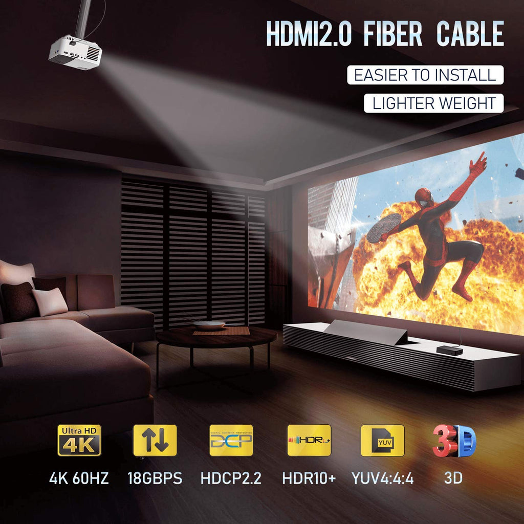 HDMI Ultra Thin Fiber Optic Cable 80ft 4K 60Hz HDMI 2.0b High Speed 18Gbps H657270