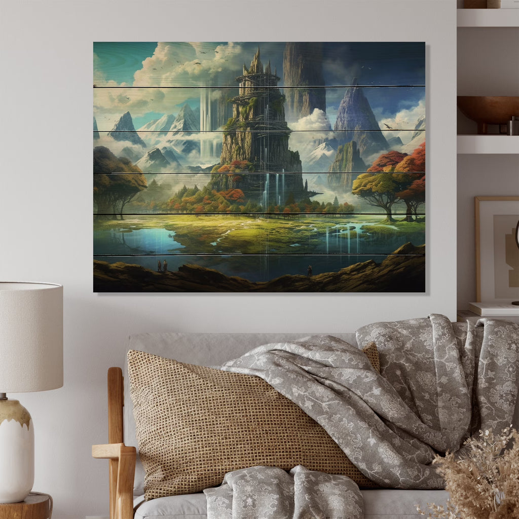 Castles Print on Natural Pine Wood J230