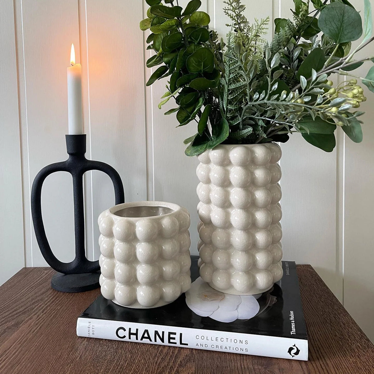 White Ceramic Vases, Set of 2 B596560