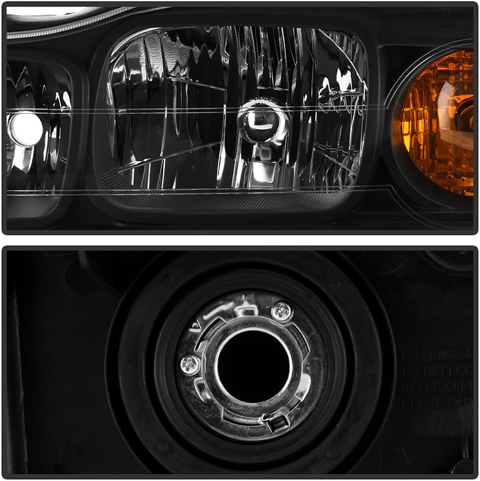 Black Headlights Headlamps Driver + Passenger Side Set B65125