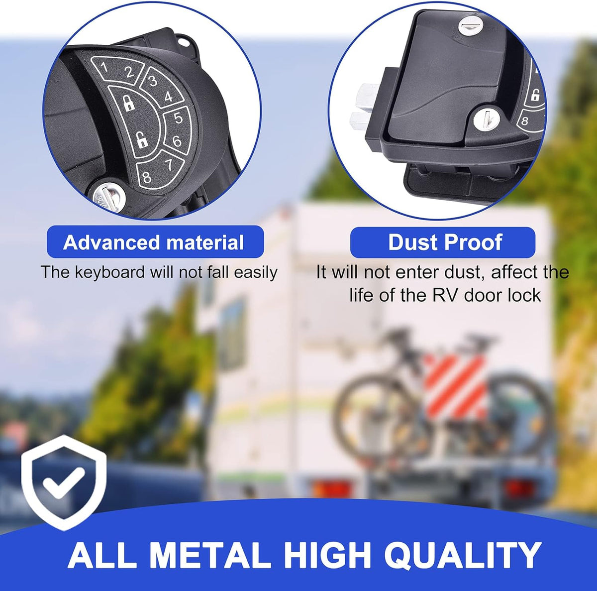 RV Keyless Entry Door Lock with Backlit Keypad and 2 Key Fobs R52107