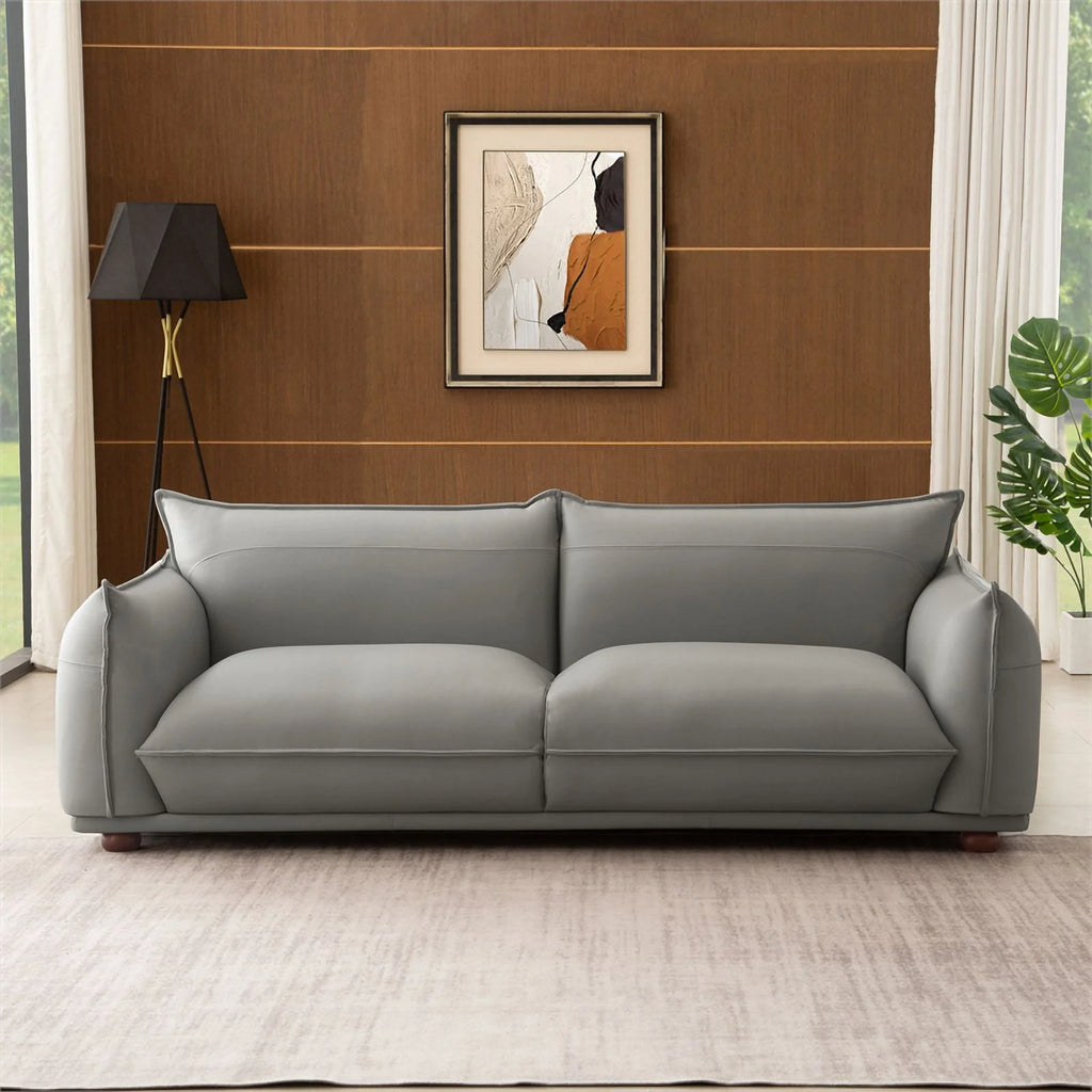 Gray Leather Living Room Couch Q910561