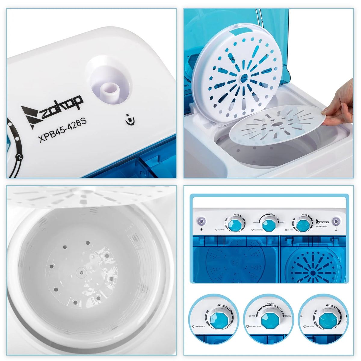 20LBS Portable Compact Twin Tub Washing Machine Washer Dryer, Blue B6629