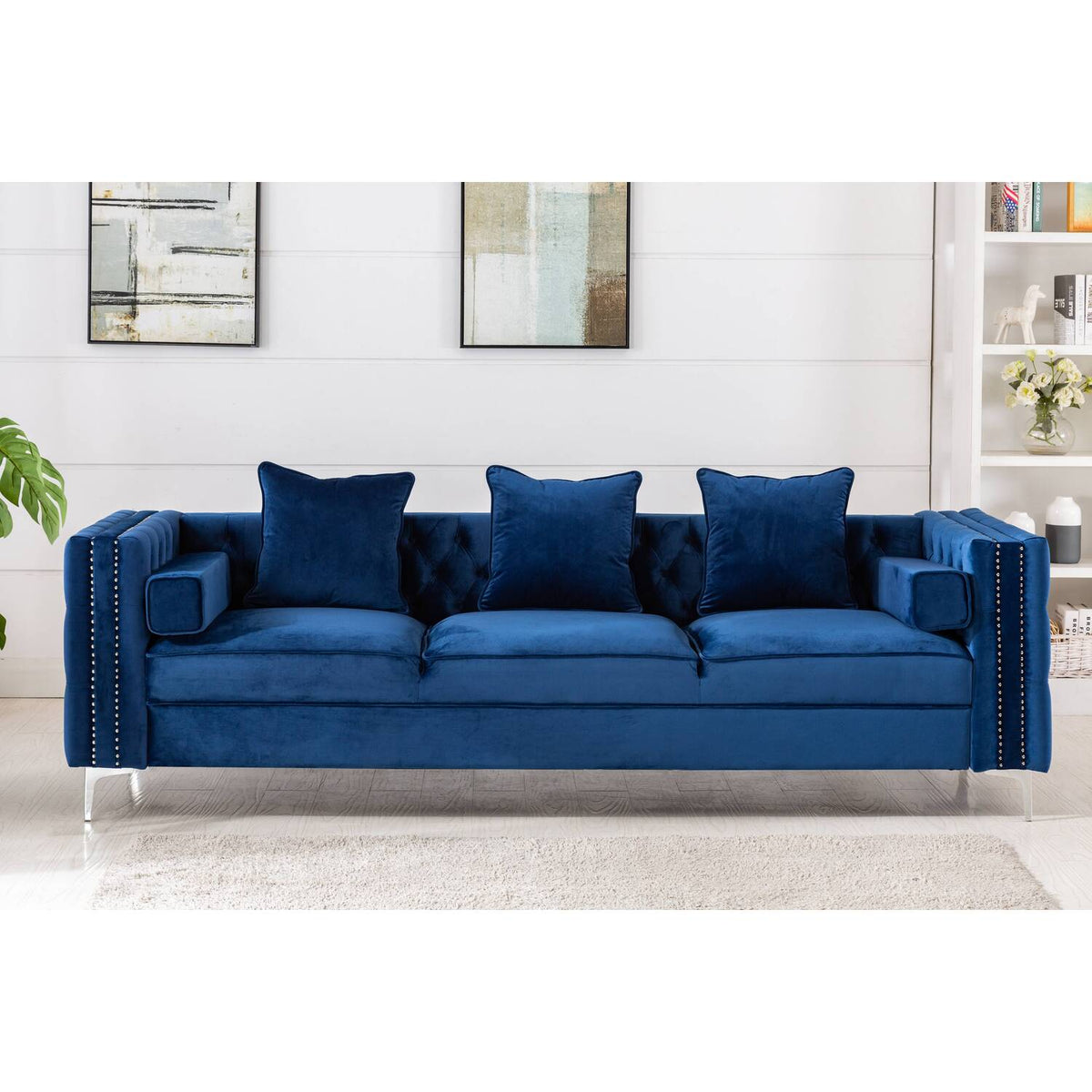 Gray Velvet Sleeper Sectional Sofa C9812