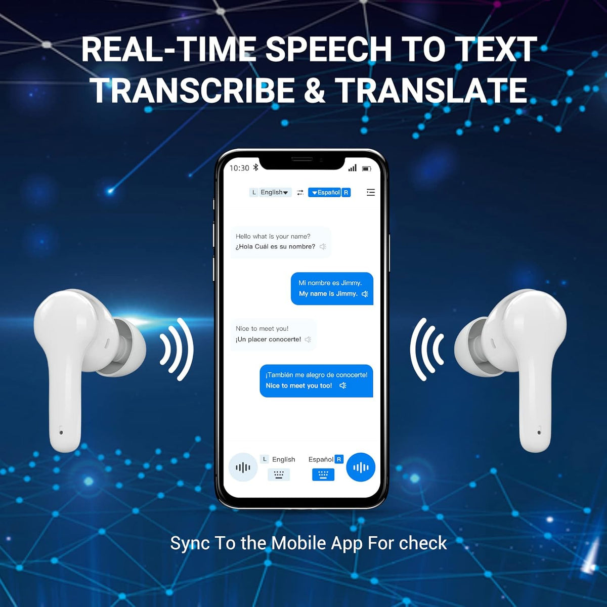 71 Language Instant Voice Translator Earbuds with Bluetooth Q310777