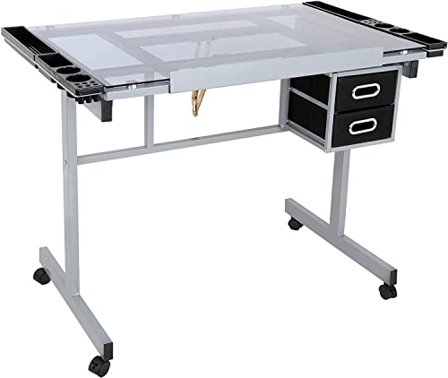 Silver Adjustable Glass Drafting Table E156526