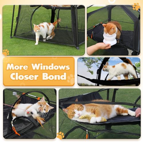 Extra Large 3-Tier Foldable Outdoor Cat Enclosure with Carry Bag T941953