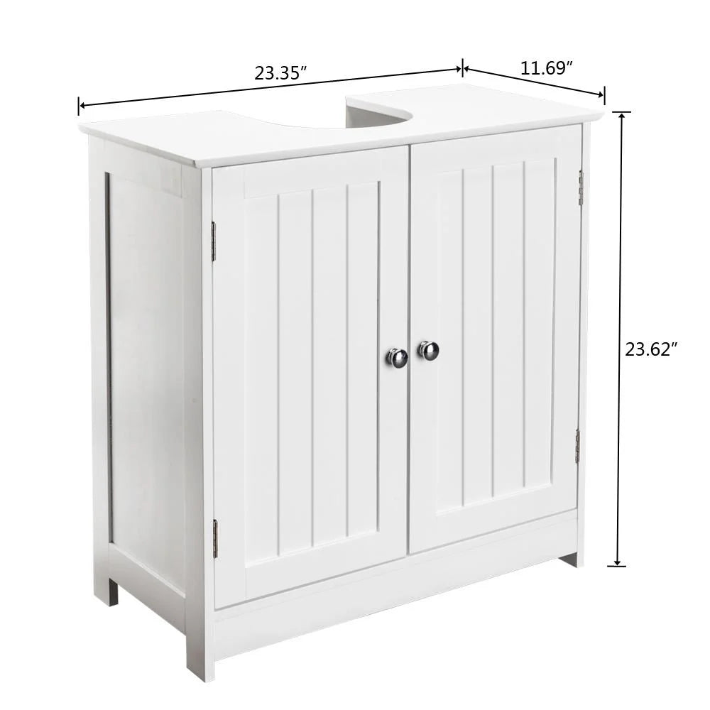 White Bathroom Vanity Cabinet with Double Doors and Adjustable Shelves N365737