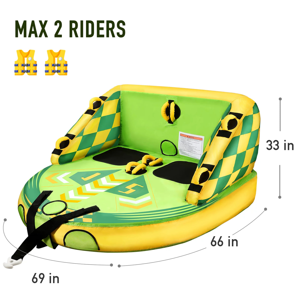 Inflatable Towable Tube with EVA Foam Seat Pads M63351