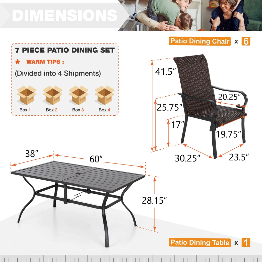 7 Pieces Wicker Rattan Patio Dining Set C51776